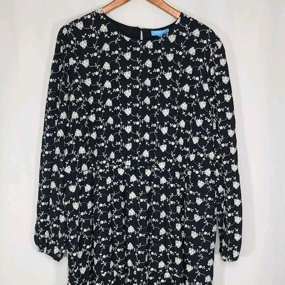 Draper James Rsvp Dress Tiered Long Sleeve Black Floral Embroidery XXL NWT - Picture 1 of 7
